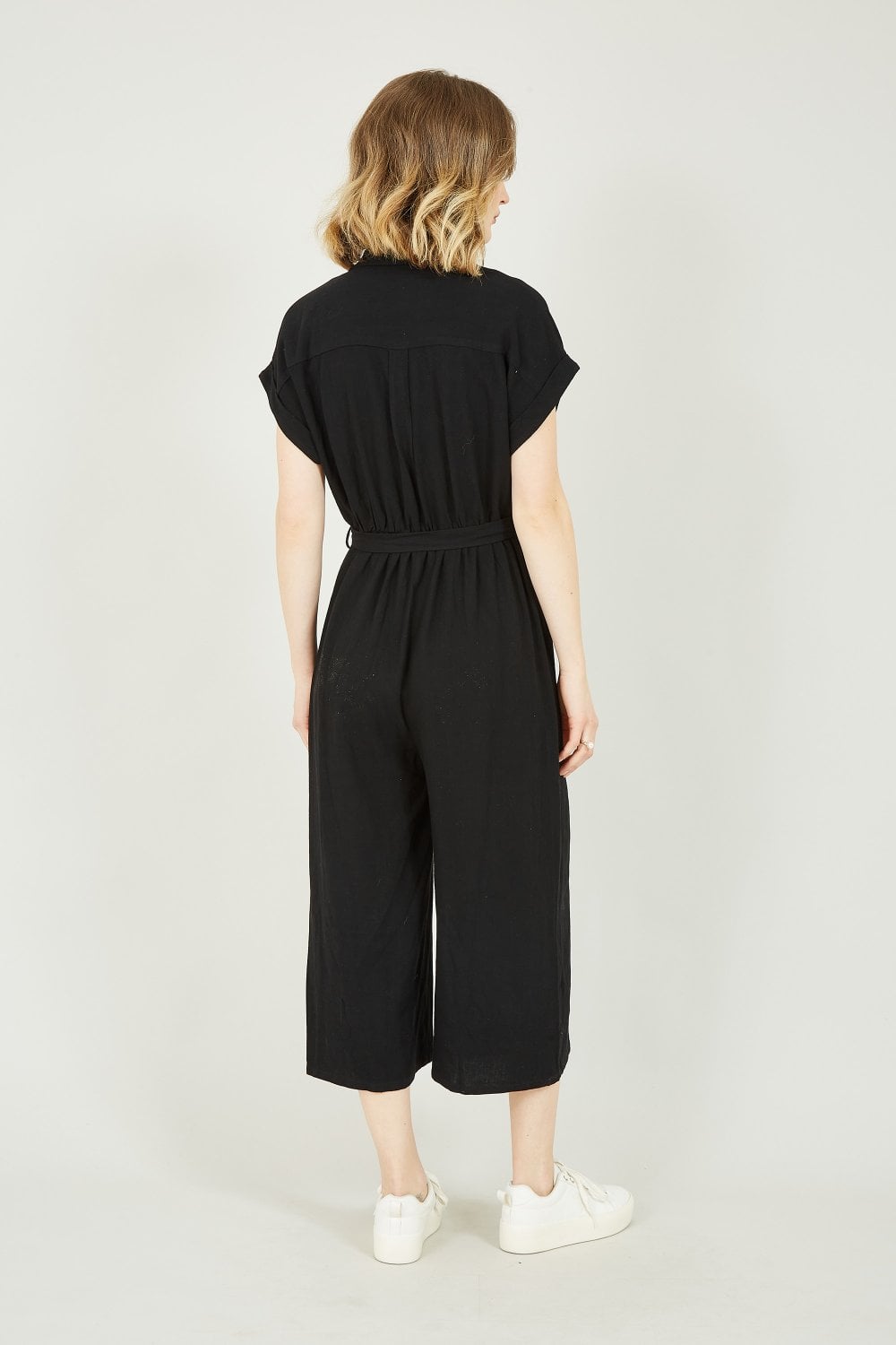 Yumi Black Button Up Jumpsuit Yumi