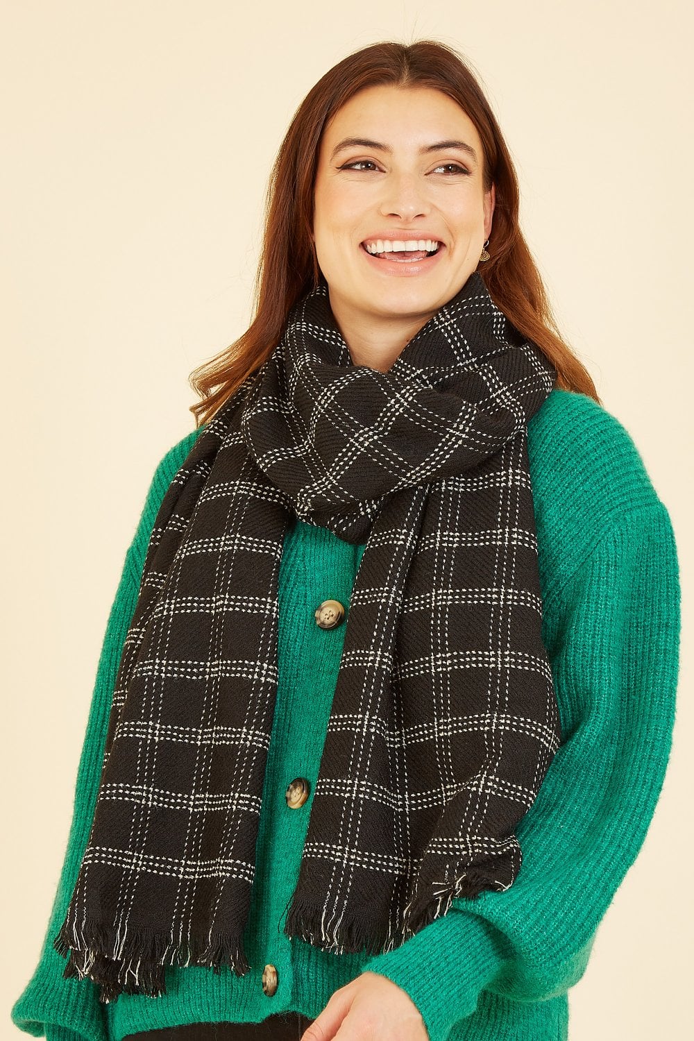 Yumi Black Check Scarf Yumi