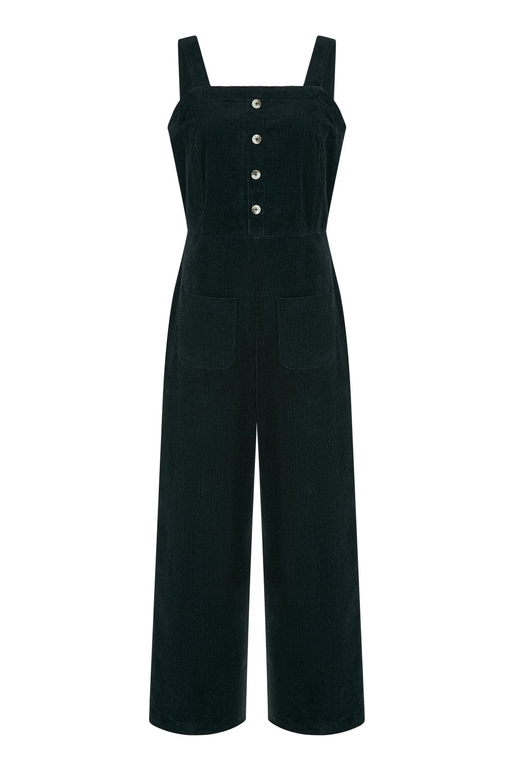 Yumi Black Cord Stretch Dungaree Style Jumpsuit Yumi