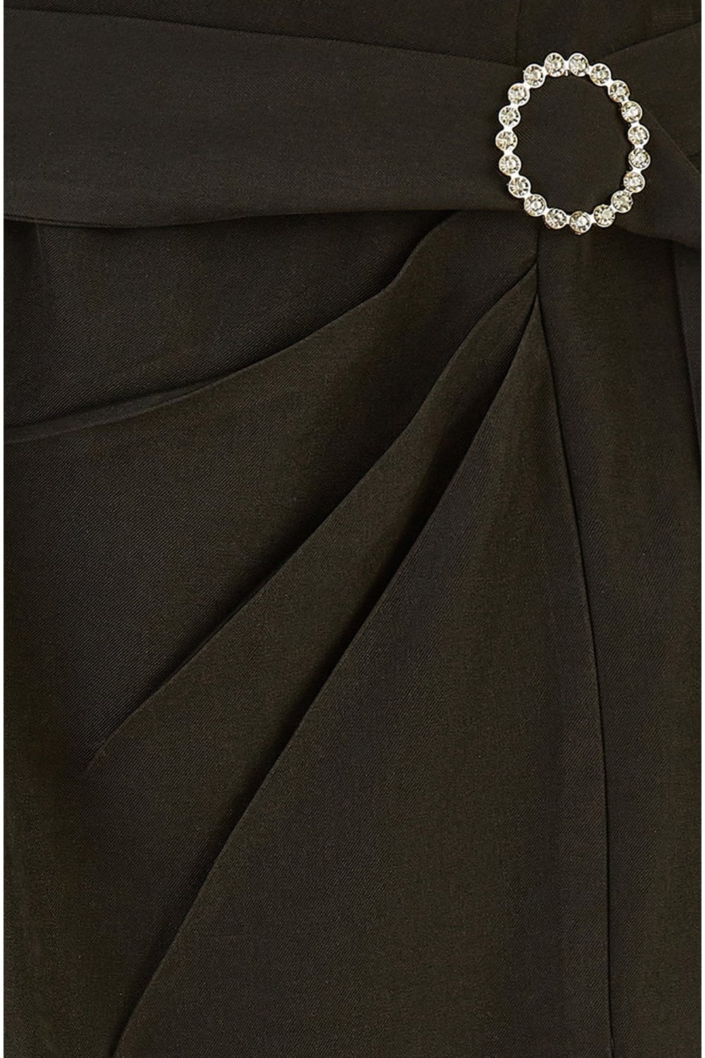 Yumi Black Diamante Buckle Faux Wrap Skirt With Split Hem Yumi