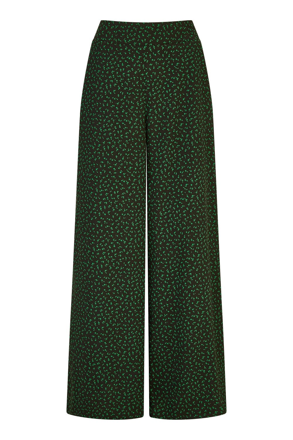 Yumi Black Ditsy Floral Print Relaxed Wide Leg Trousers Yumi