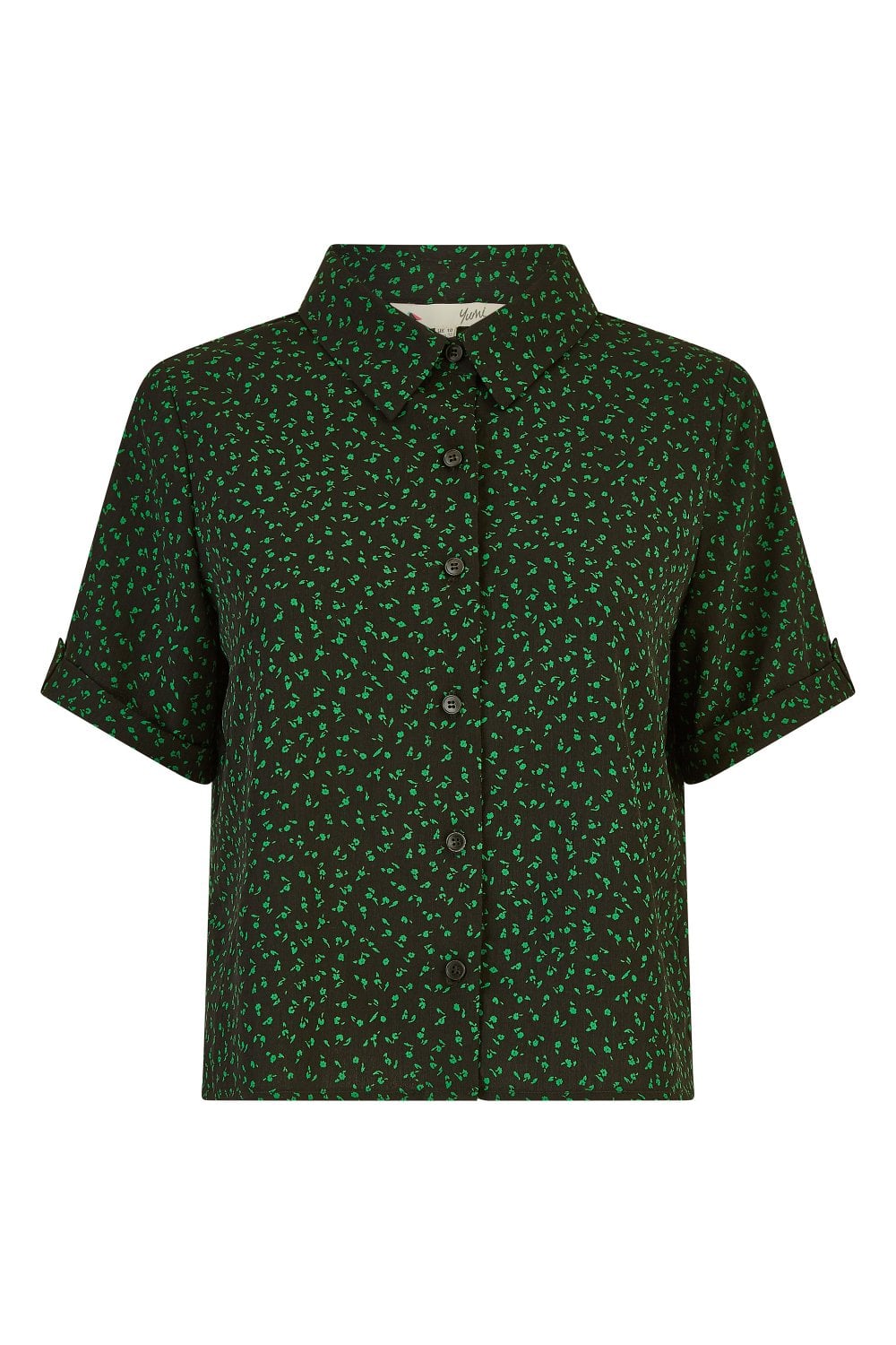 Yumi Black Ditsy Print Shirt Yumi