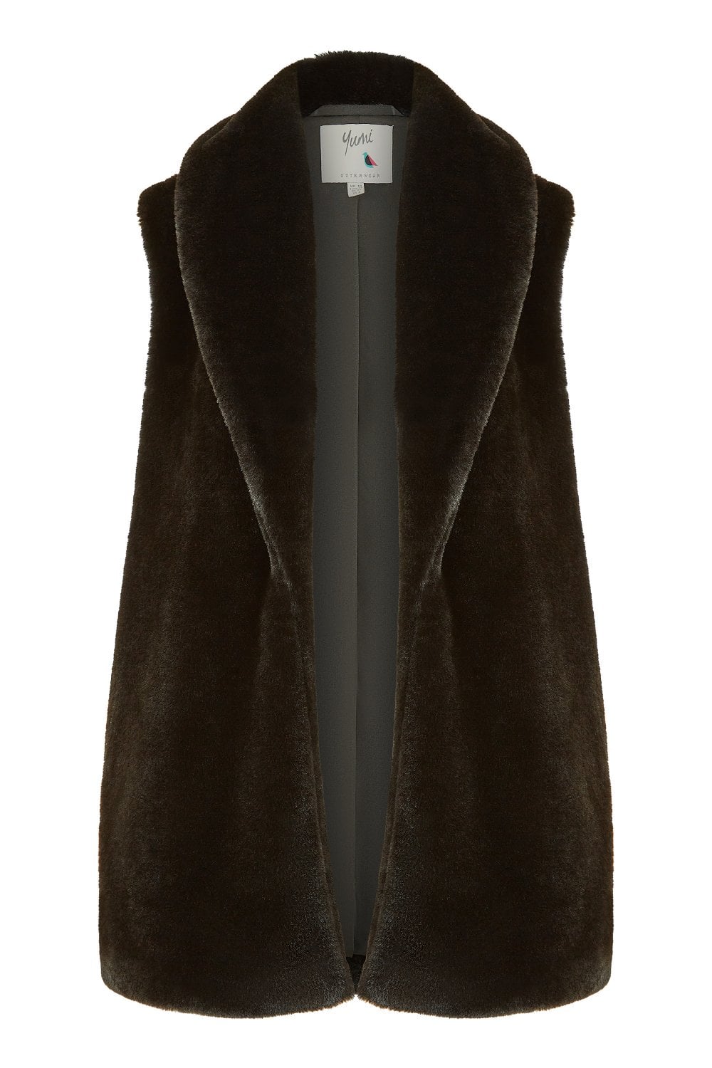 Yumi Black Faux Fur Long Gilet Yumi