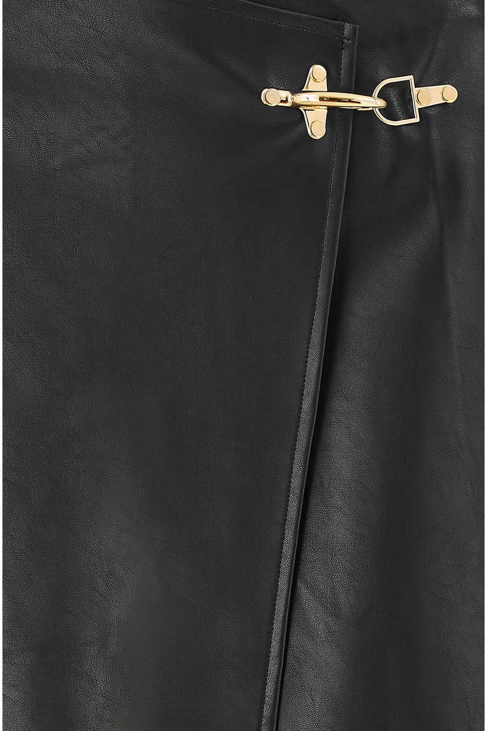 Yumi Black Faux Leather Wrap Mini Skirt Yumi