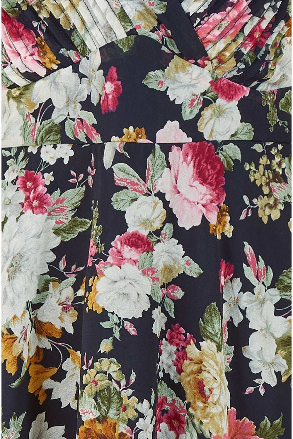 Yumi Black Floral Tiered Midi Dress Yumi