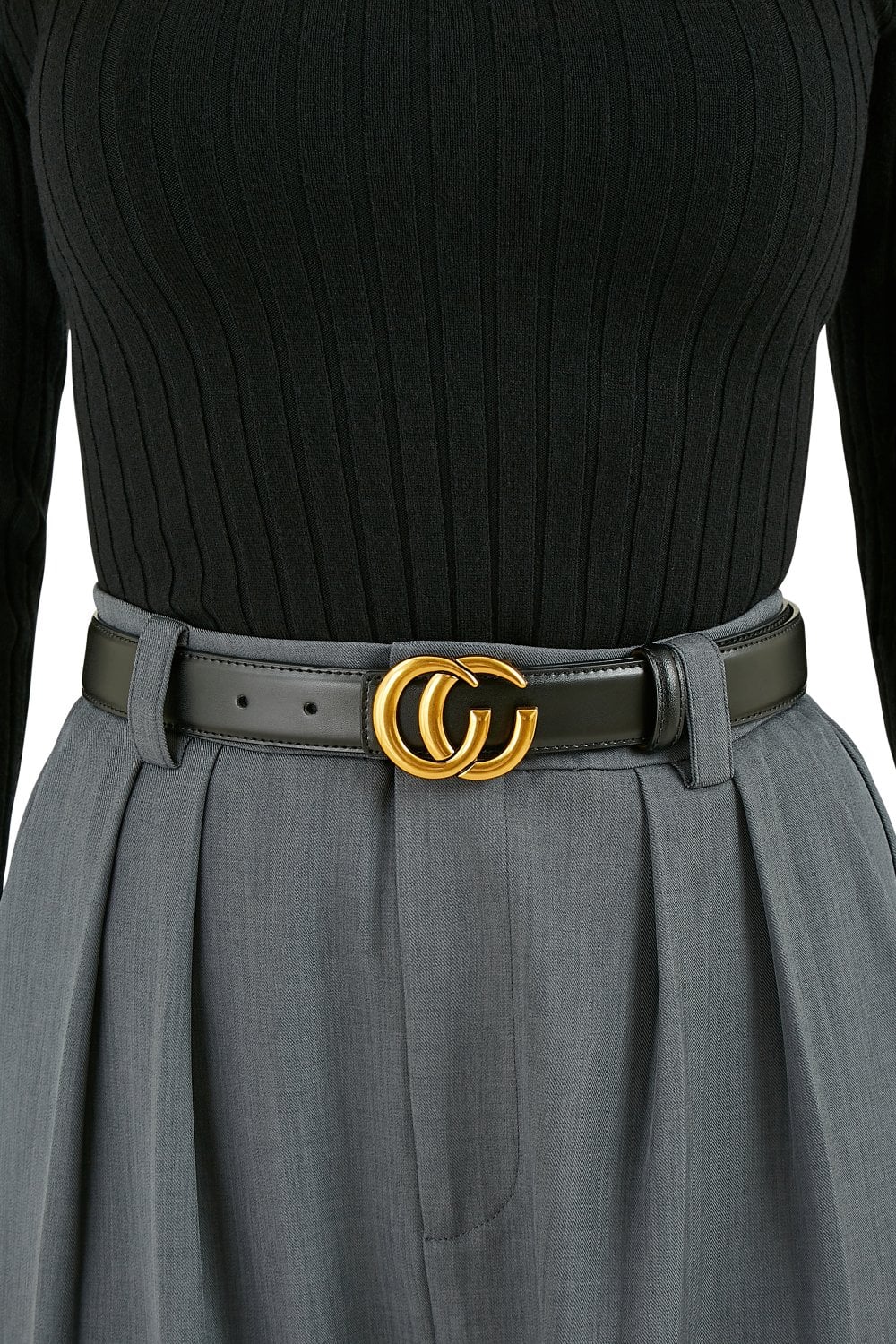 Yumi Black Gold Buckle Circle Belt Yumi