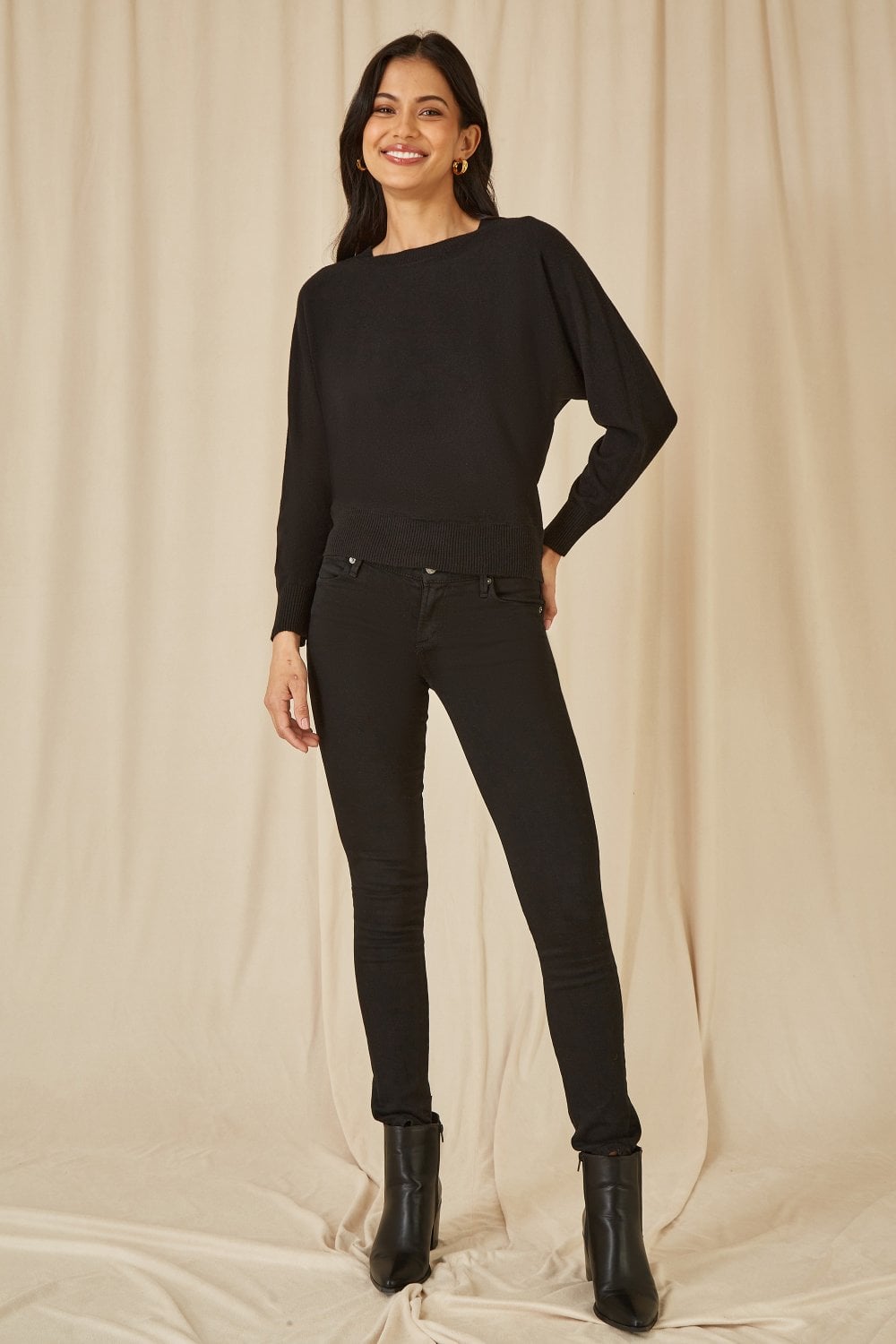 Yumi Black Knitted Batwing Jumper Yumi