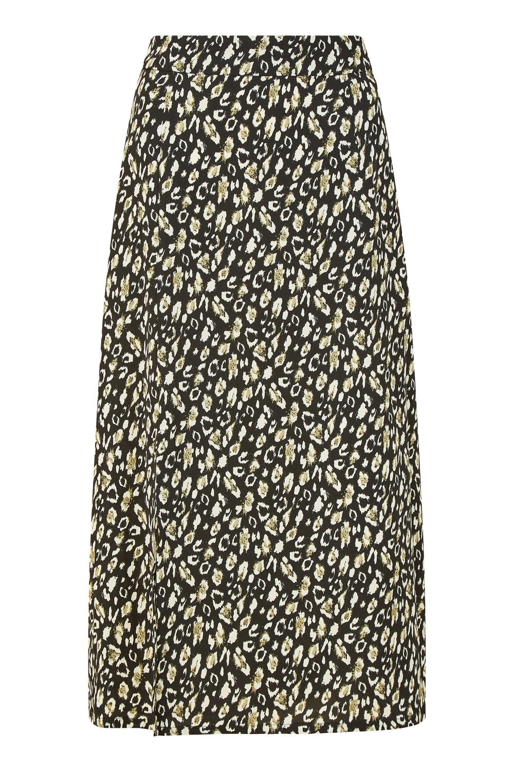 Yumi Black Leopard Print Midi Skirt Yumi