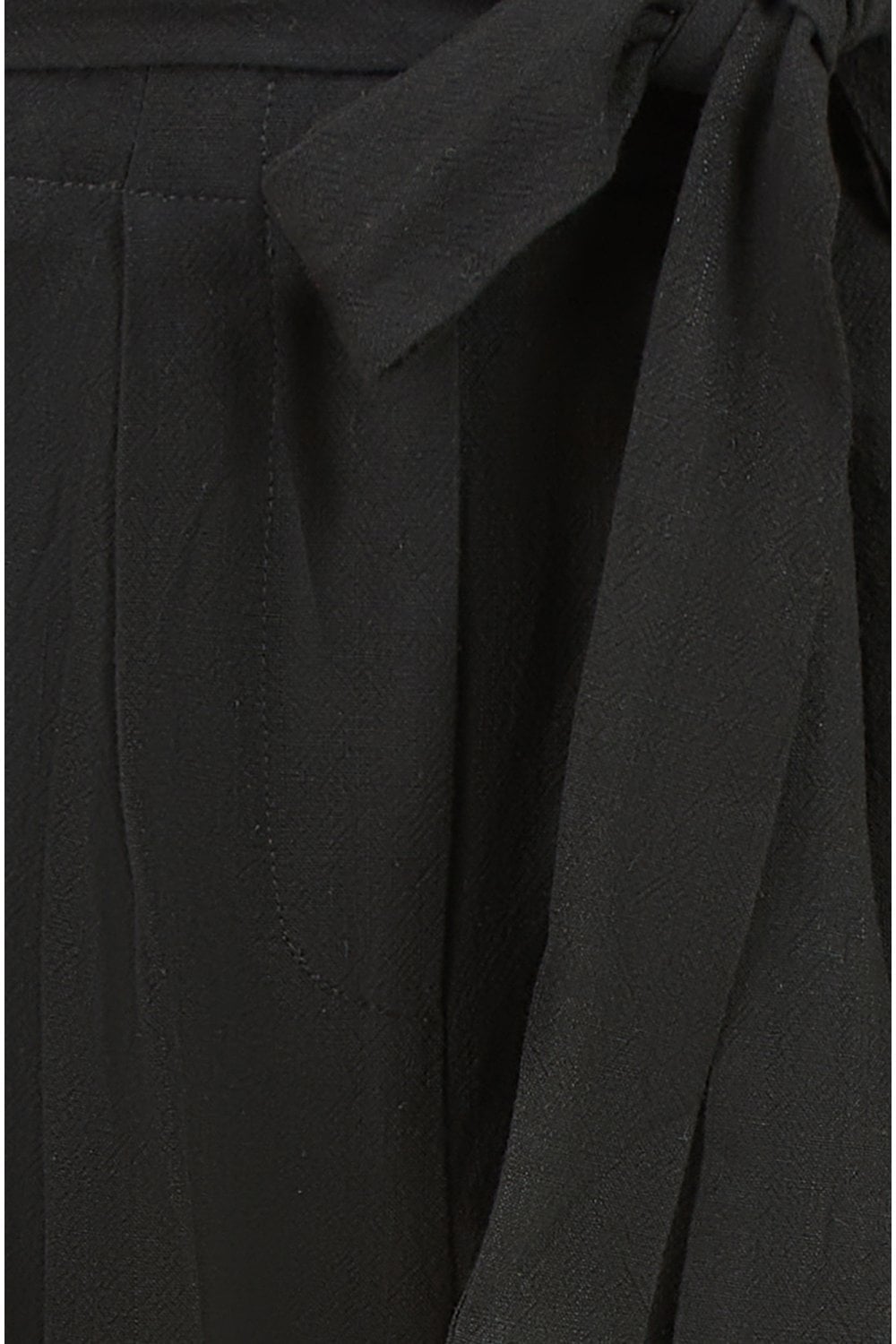 Yumi Black Linen Blend Tie Waist Trousers Yumi