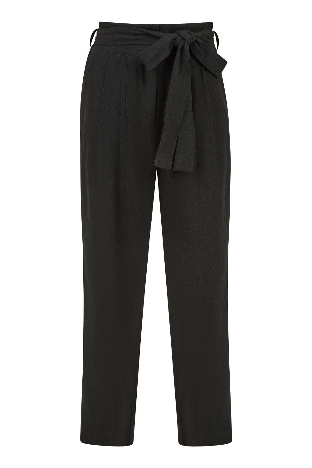 Yumi Black Linen Blend Tie Waist Trousers Yumi