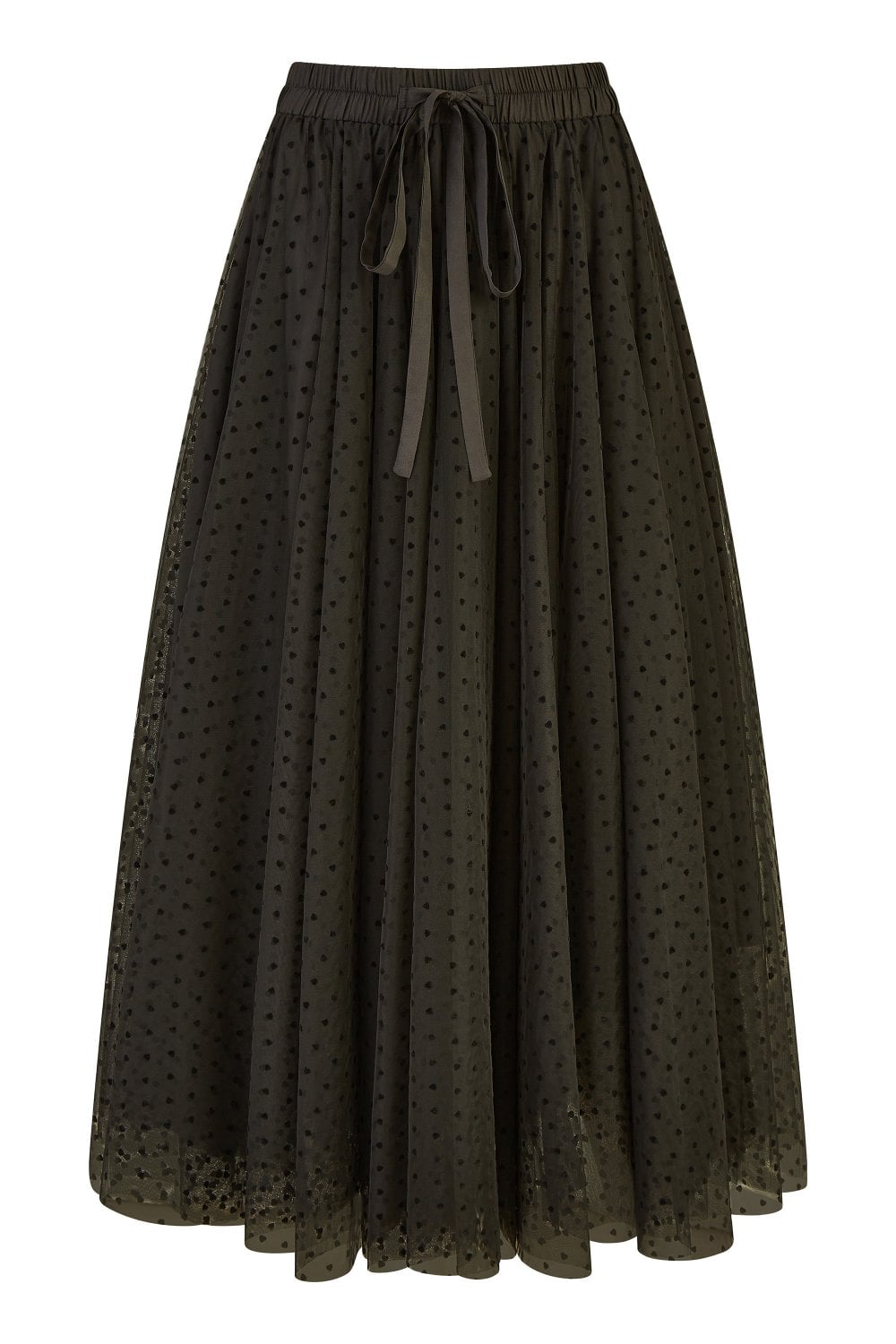 Yumi Black Mesh Heart Print Tulle Skirt Yumi