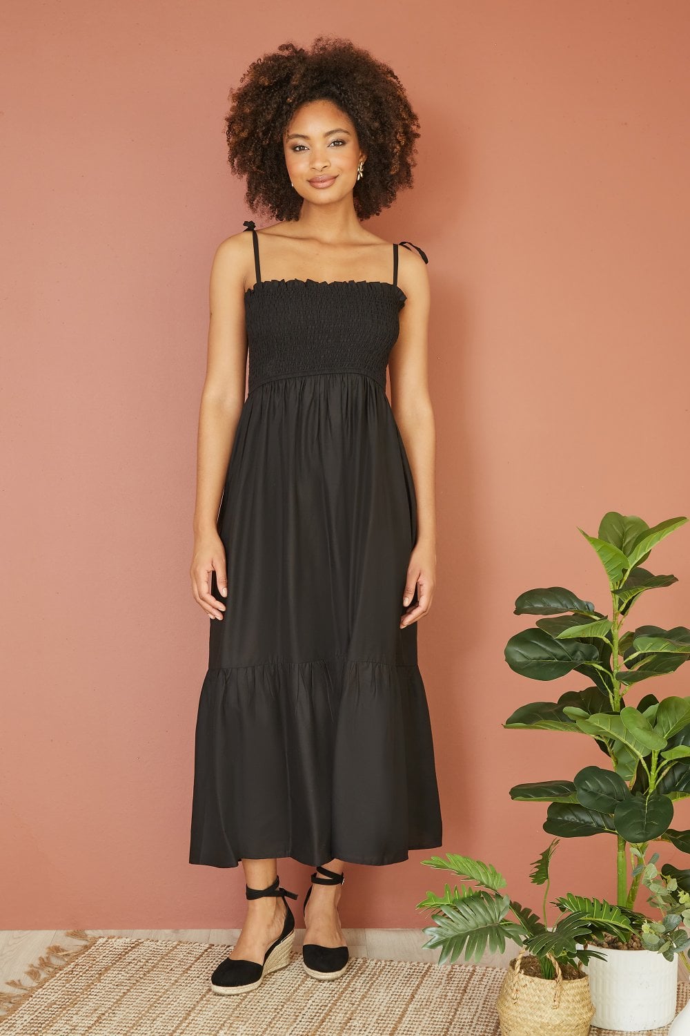 Yumi Black Midi Sun Dress Yumi