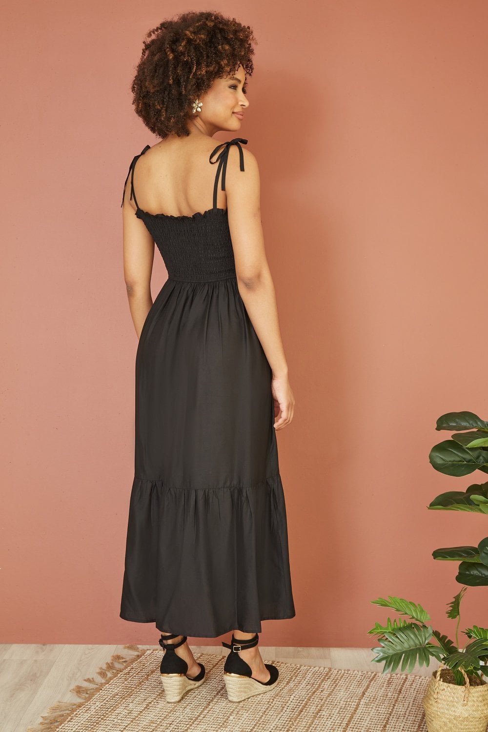 Yumi Black Midi Sun Dress Yumi