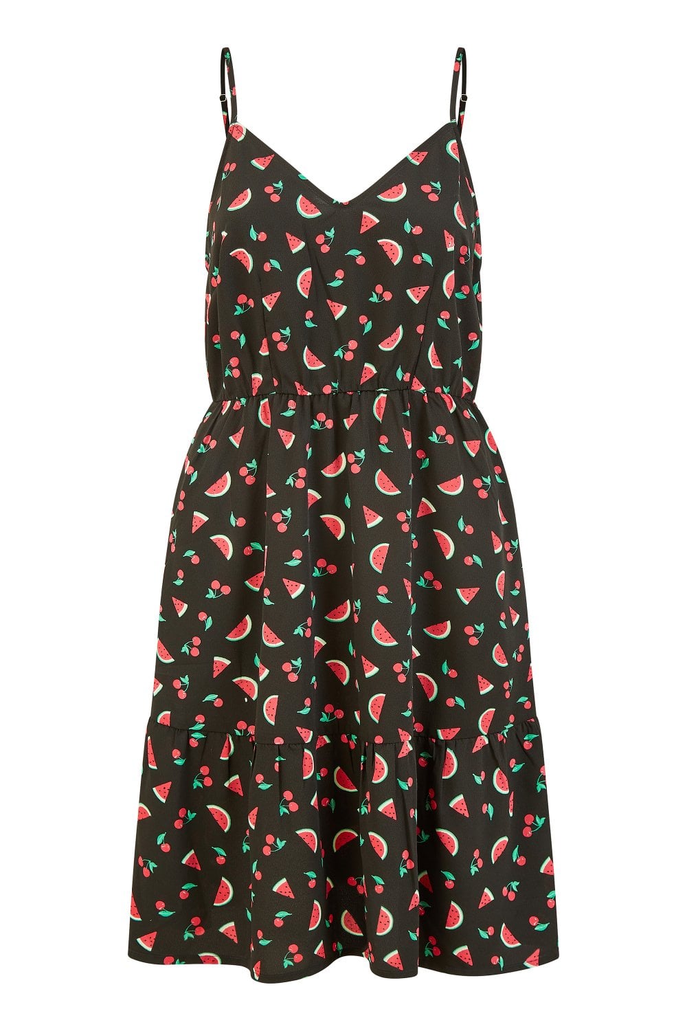 Yumi Black Recycled Fabric Watermelon Print Sundress Yumi