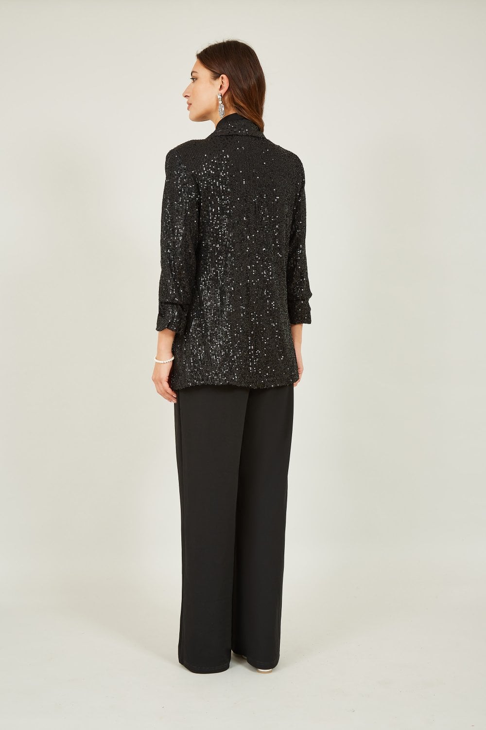 Yumi Black Sequin Blazer With Pockets Yumi