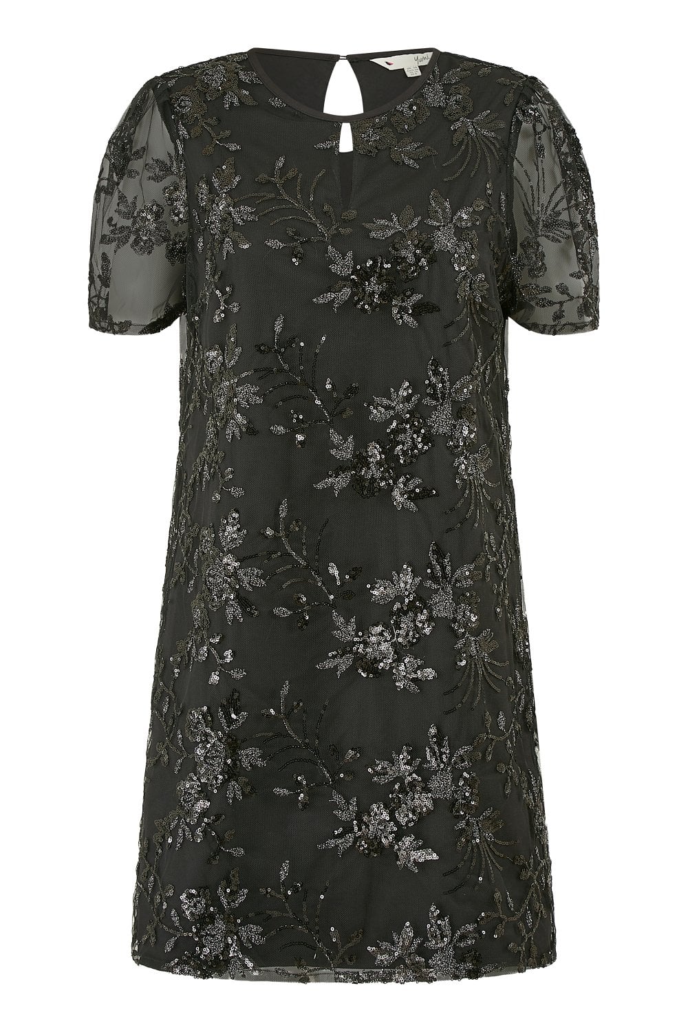 Yumi Black Sequin Embroidered Tunic Dress Yumi