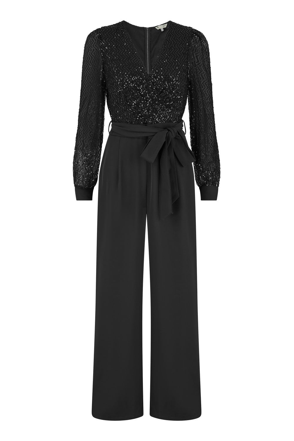 Yumi Black Sequin Jumpsuit With Long Sleeves Yumi