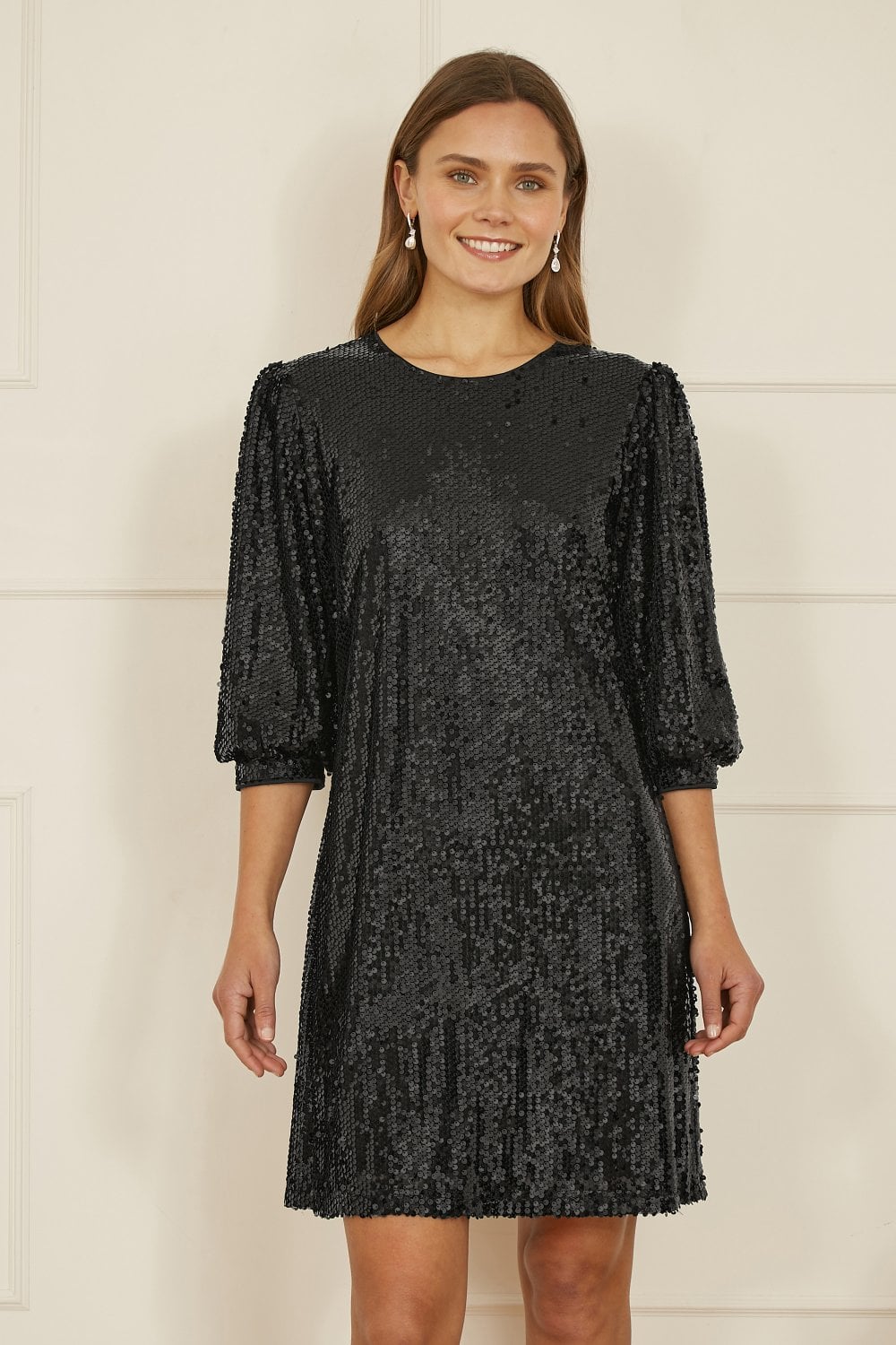 Yumi Black Sequin Tunic Dress With Balloon Sleeves Yumi