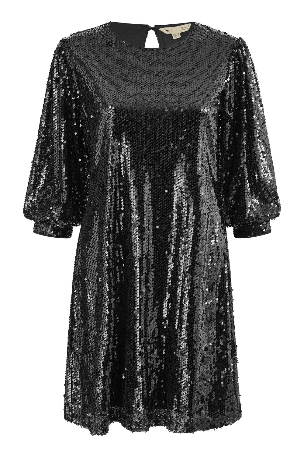 Yumi Black Sequin Tunic Dress With Balloon Sleeves Yumi