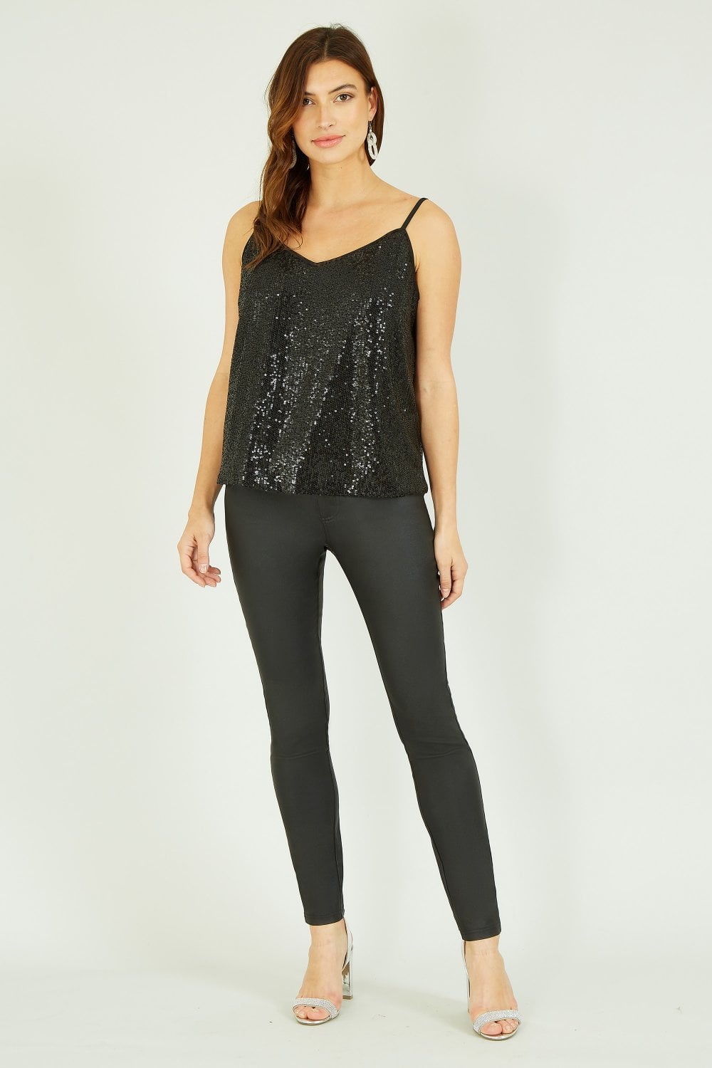 Yumi Black Sequin Vest Top Yumi