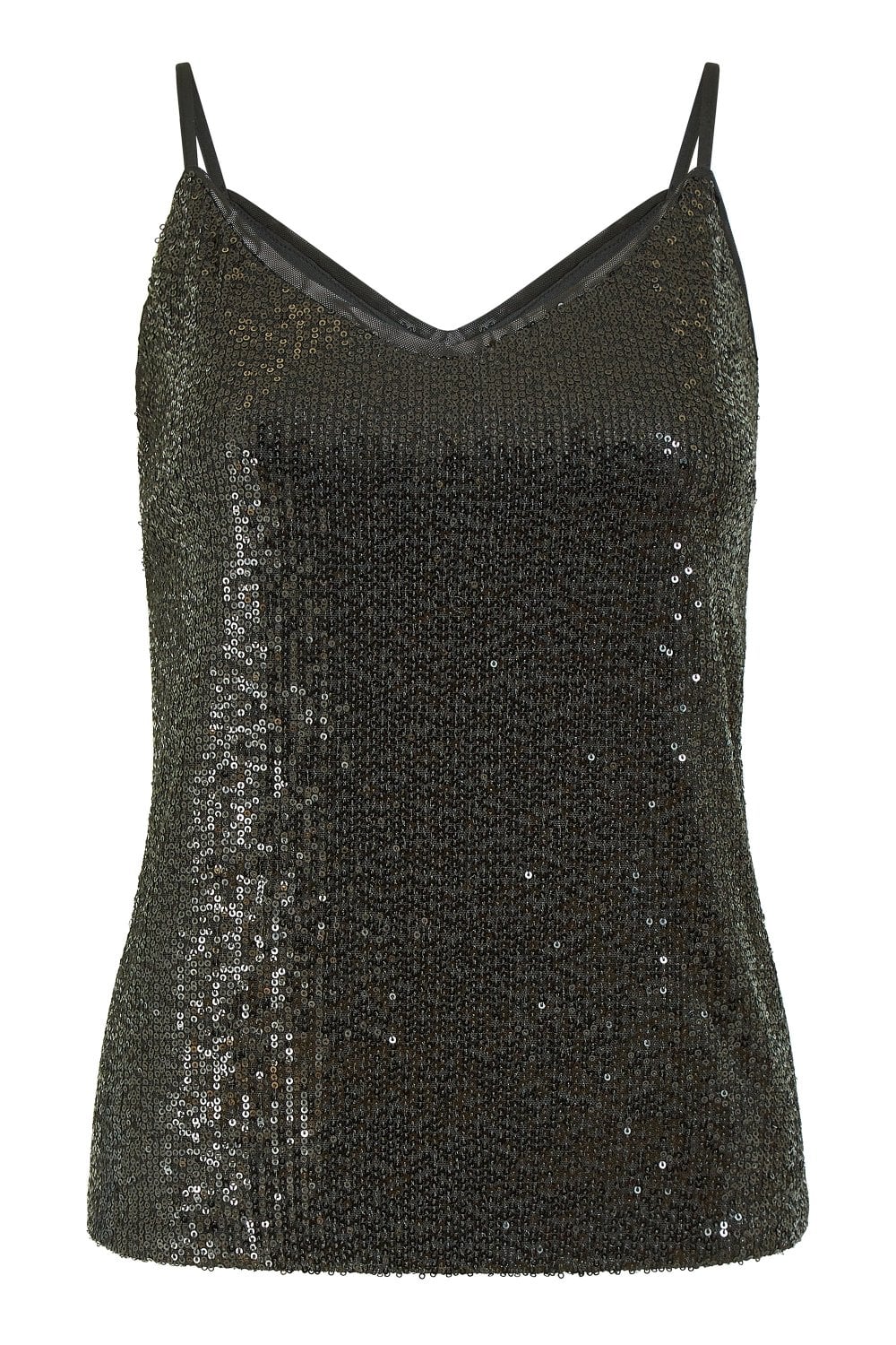 Yumi Black Sequin Vest Top Yumi