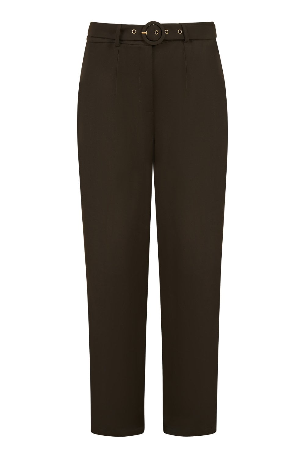 Yumi Black Straight Leg Crepe Trousers With Belt Yumi