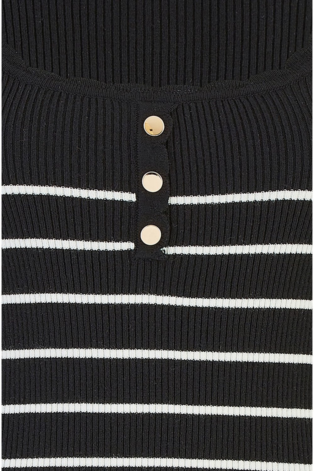 Yumi Black Stripe Rib Knitted Long Sleeve Top With Button Details Yumi