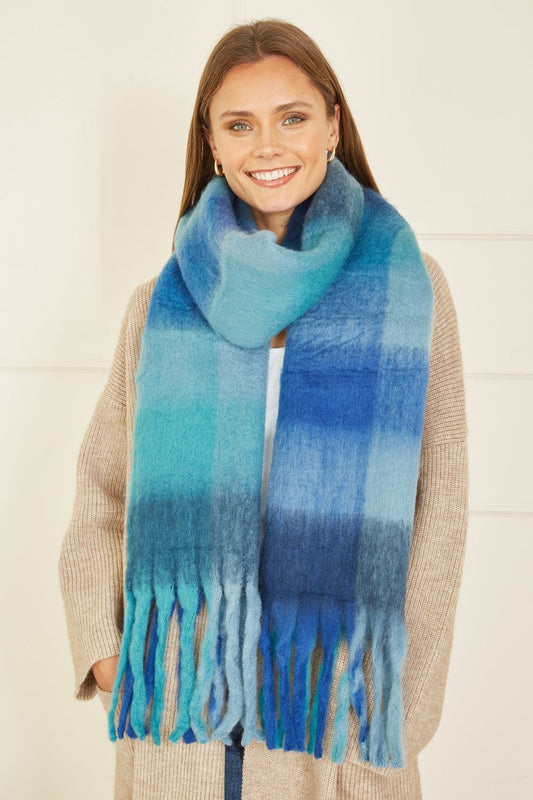 Yumi Blue Check Soft Scarf Yumi