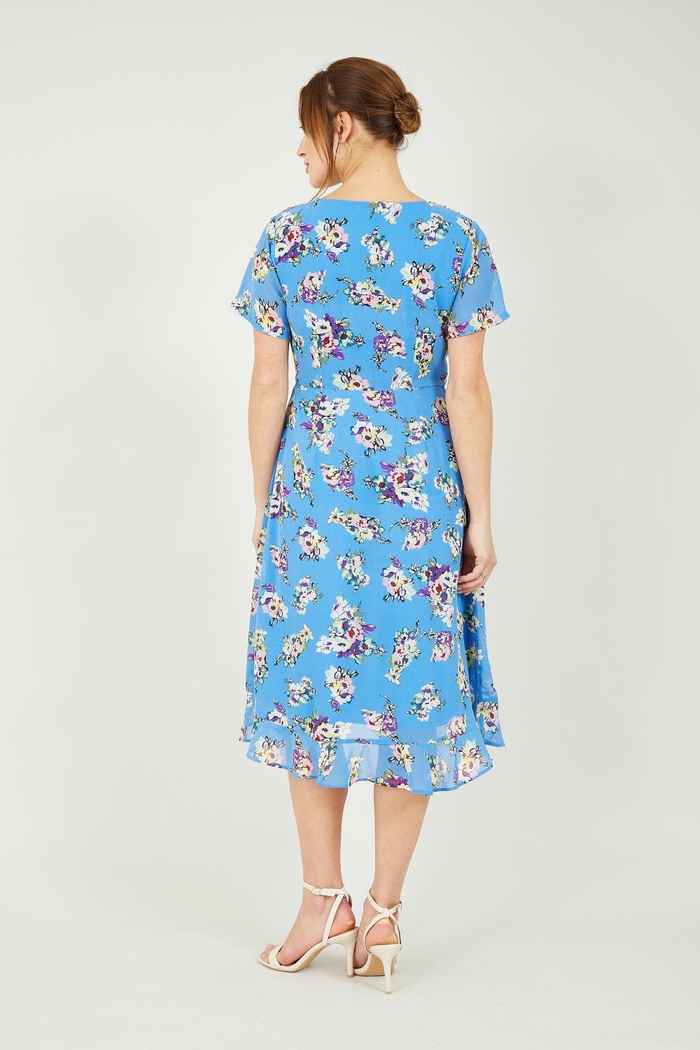 Yumi Blue Floral Wrap Dress Yumi