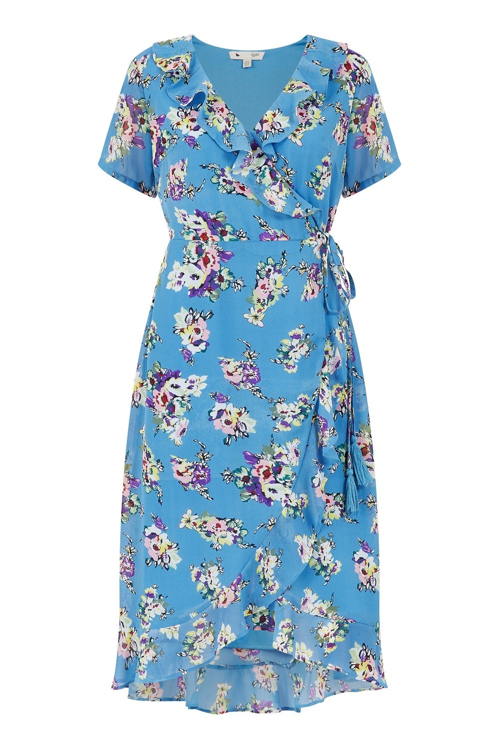 Yumi Blue Floral Wrap Dress Yumi