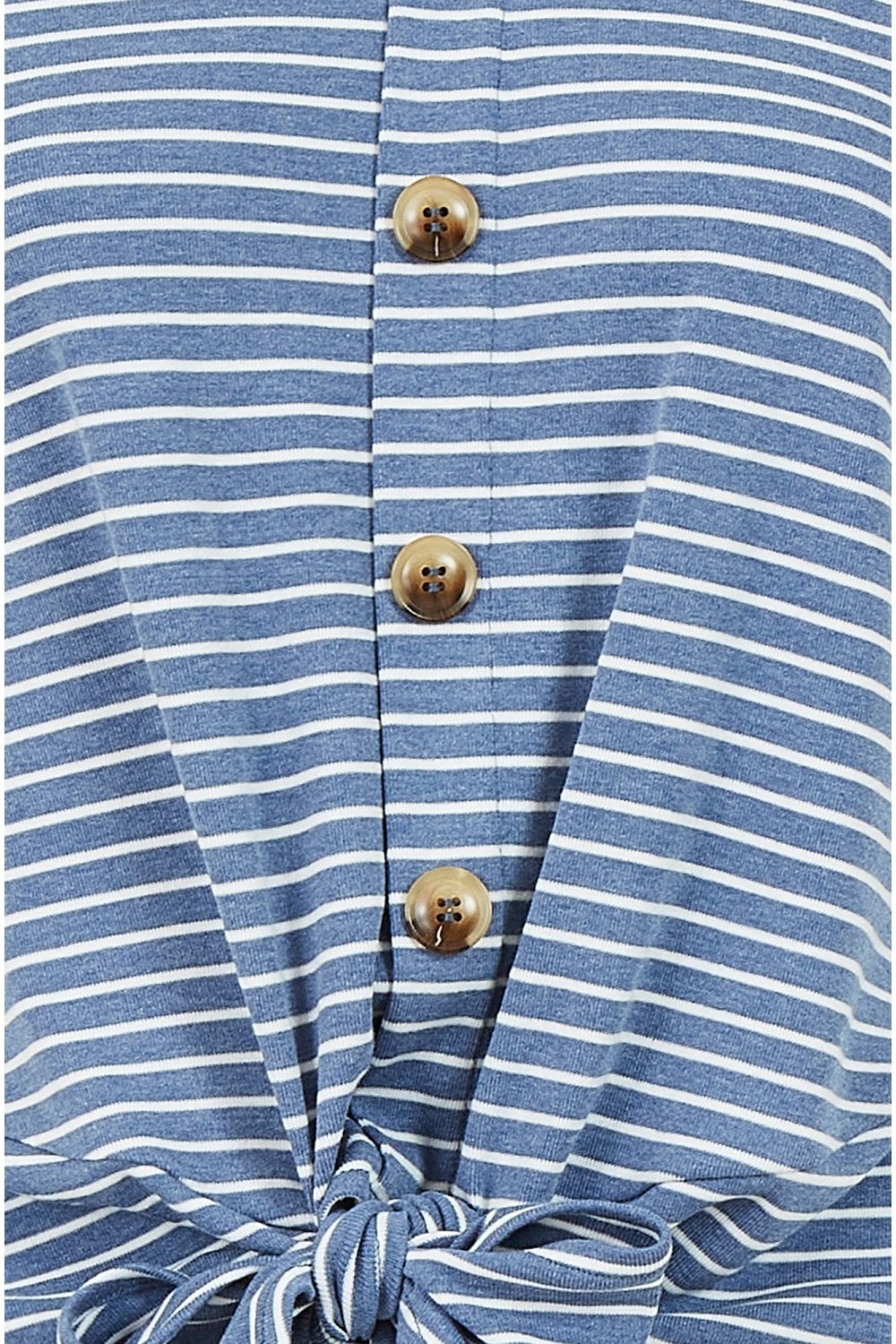 Yumi Blue Striped Jersey Button Detail Top Yumi