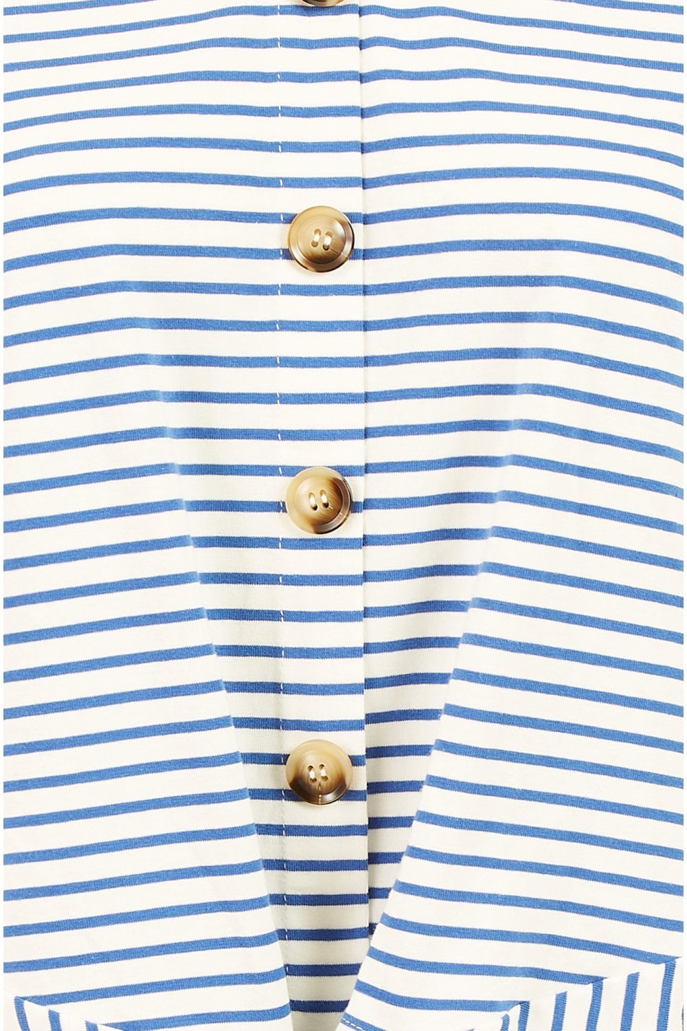 Yumi Blue Striped Jersey Button Detail Top Yumi