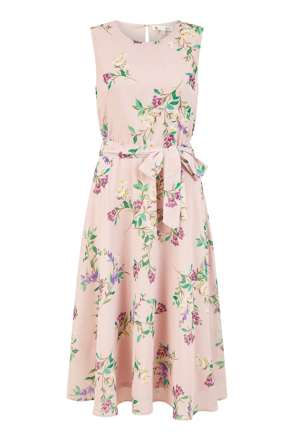 Yumi Blush Floral Print Midi Skater Dress Yumi