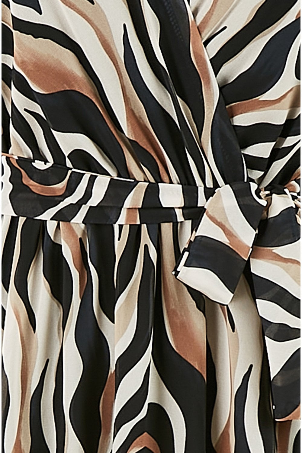 Yumi Brown Animal Swirl Midi Wrap Dress Yumi