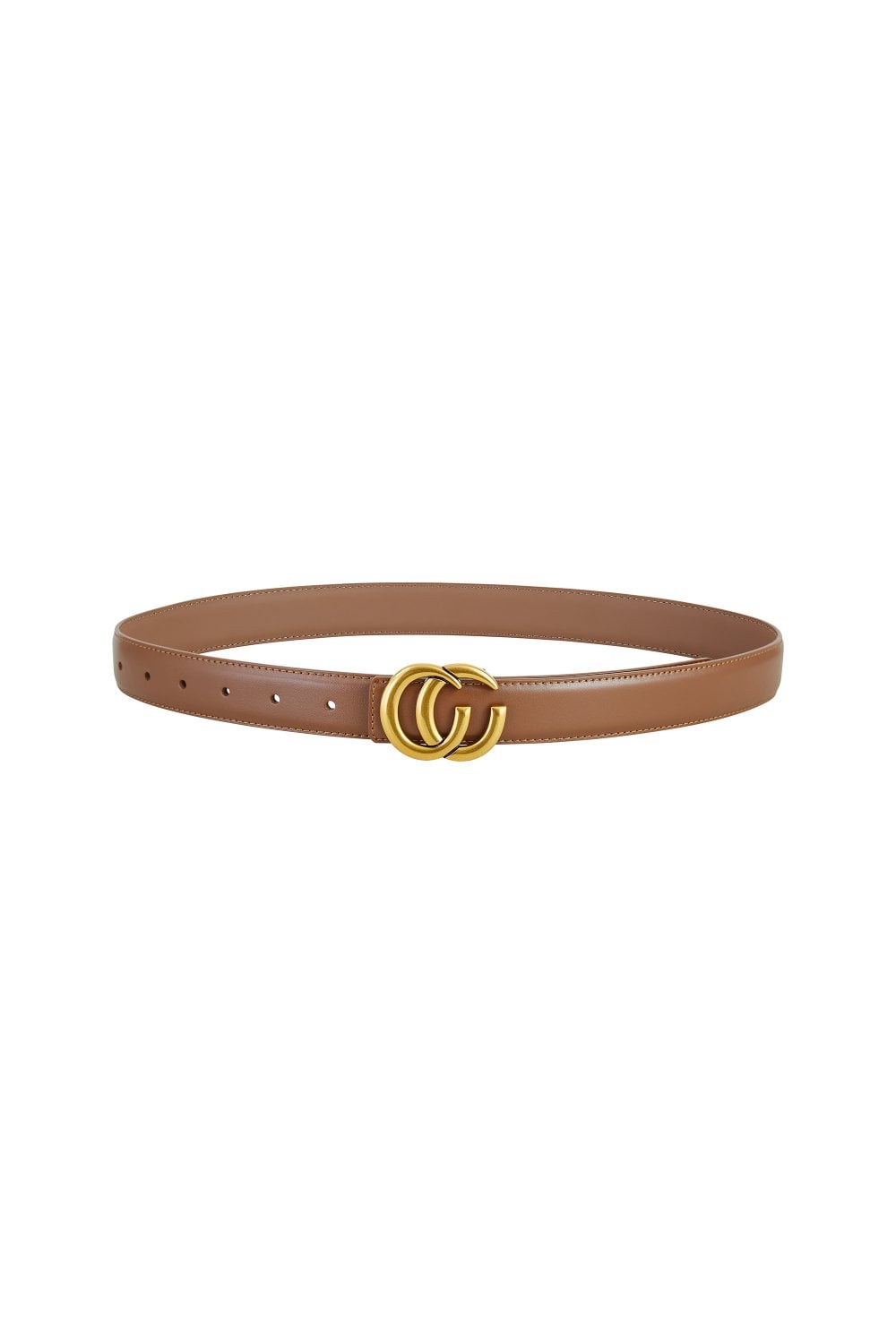 Yumi Brown Gold Buckle Circle Belt Yumi