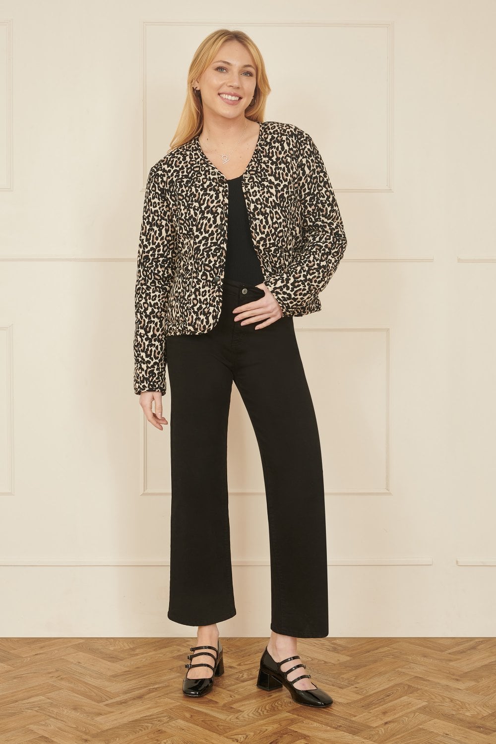 Yumi Brown Leopard Print Boxy Jacket JACKET Yumi