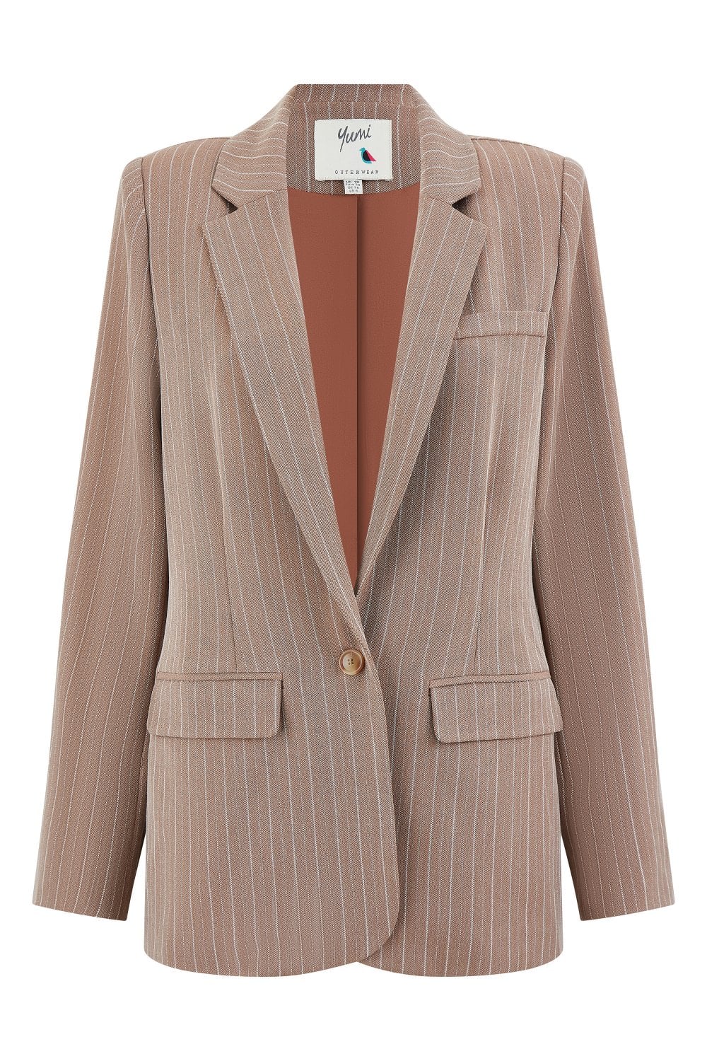 Yumi Brown Pinstripe Blazer Yumi