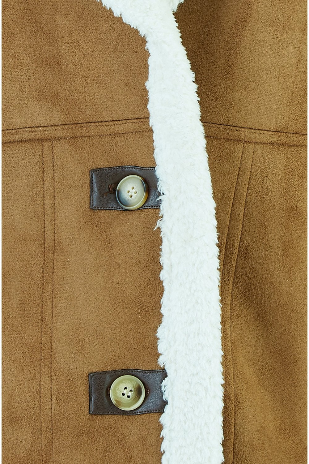 Yumi Brown Sherpa Style Button Up Gilet Yumi