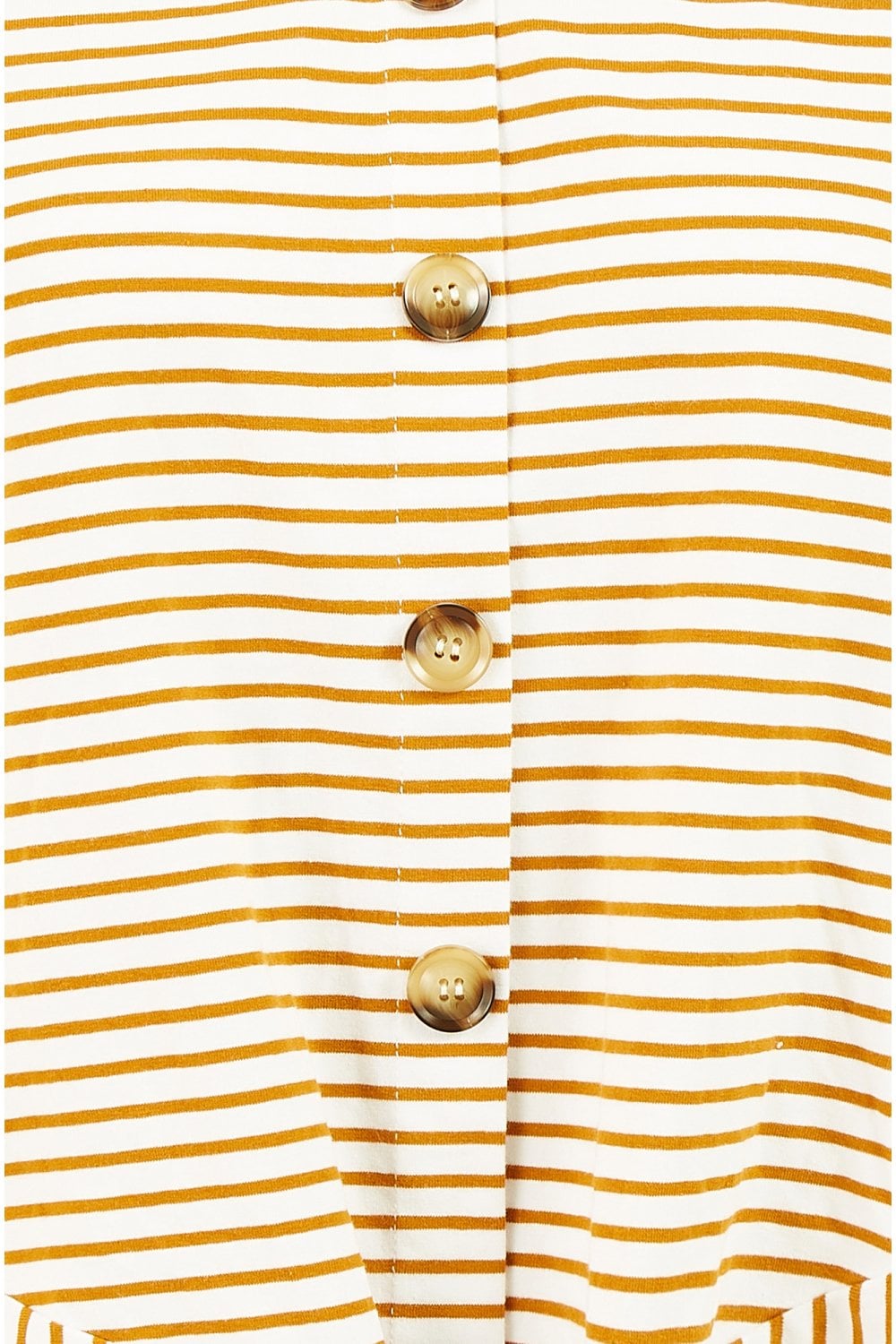 Yumi Brown Striped Jersey Button Detail Top Yumi