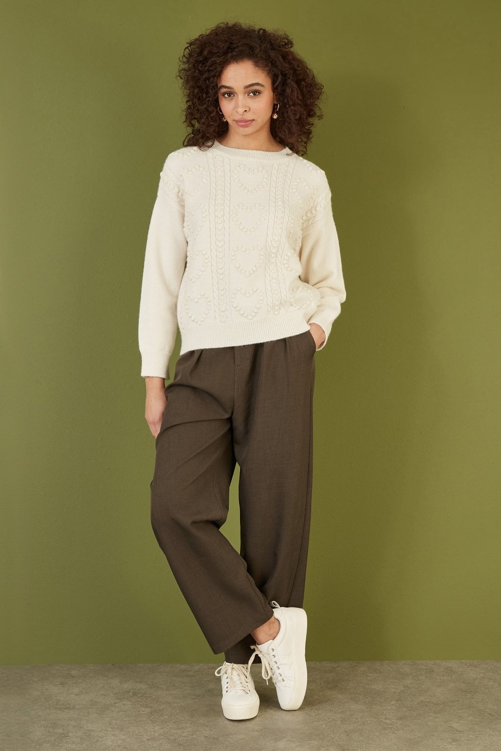 Yumi Brown Wide Leg Trousers Yumi