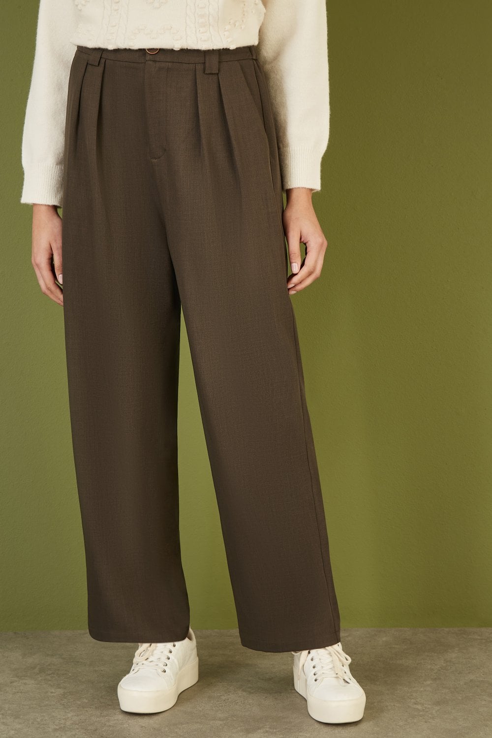 Yumi Brown Wide Leg Trousers Yumi