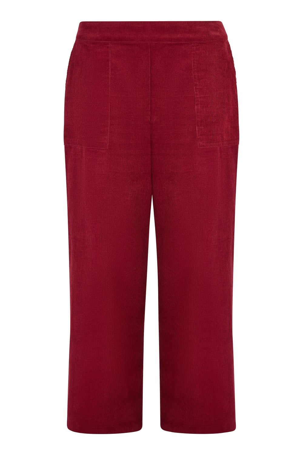 Yumi Burgundy Cord Cropped Wide Leg Trousers With Pockets Yumi