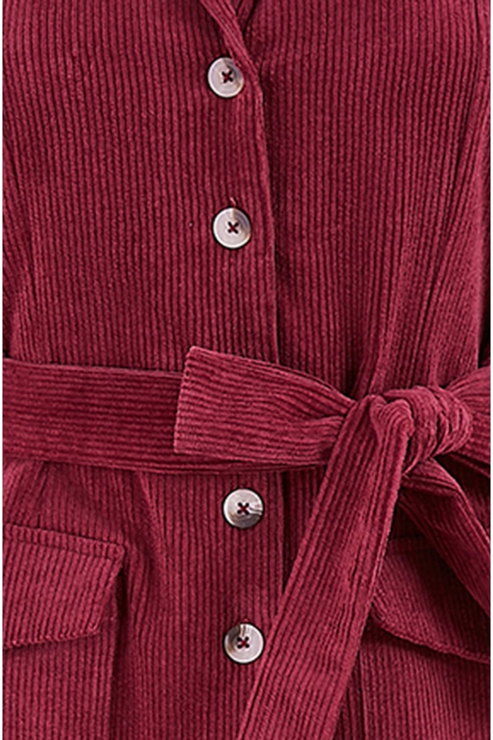 Yumi Burgundy Cord Midi Shirt Dress Yumi