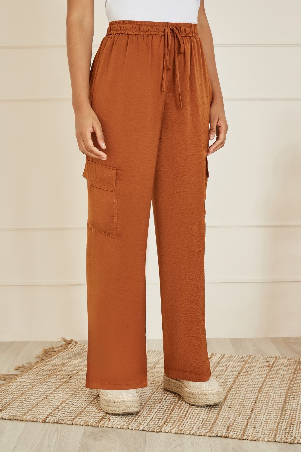 Yumi Burnt Orange Cargo Trousers Yumi