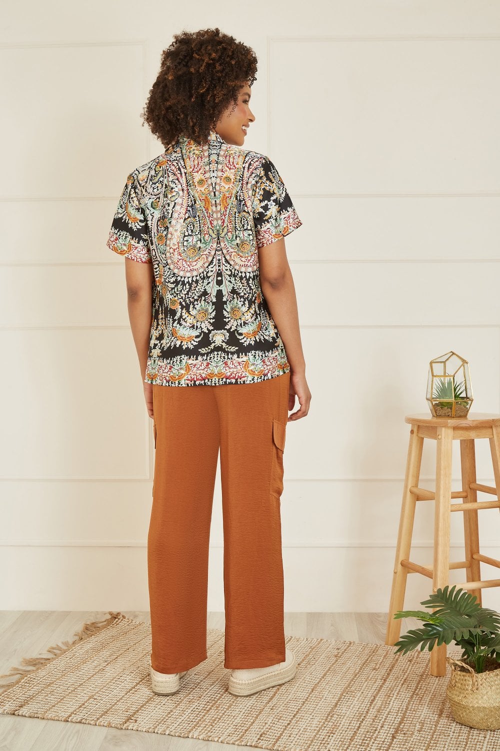 Yumi Burnt Orange Cargo Trousers Yumi