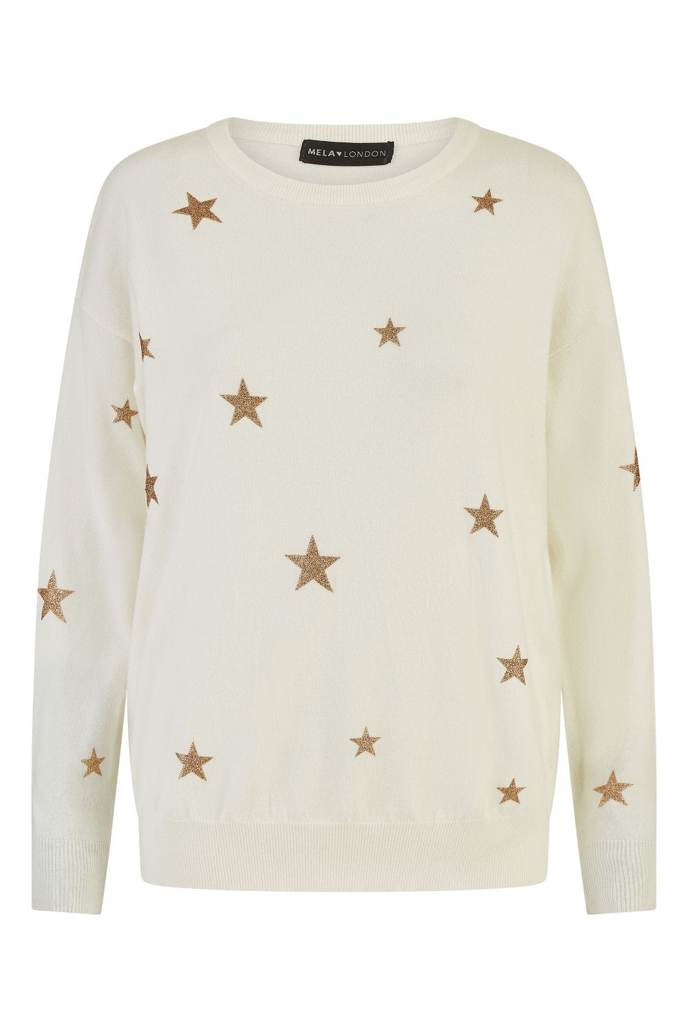 Yumi Cream Gold Foil Star Print Relaxed Fit Jumper Yumi