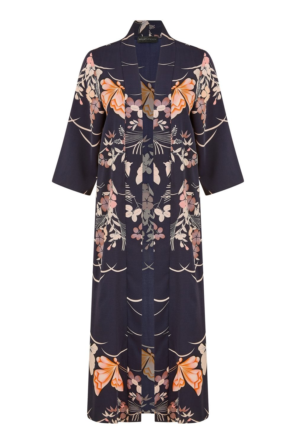 Yumi Navy Floral Satin Kimono Yumi