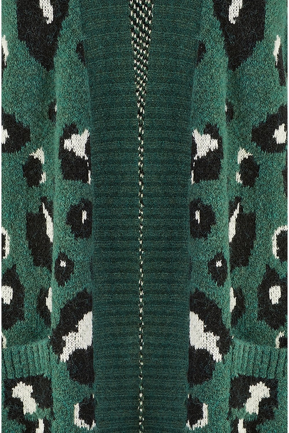 Yumi Green Animal Intarsia Long Cardigan Yumi