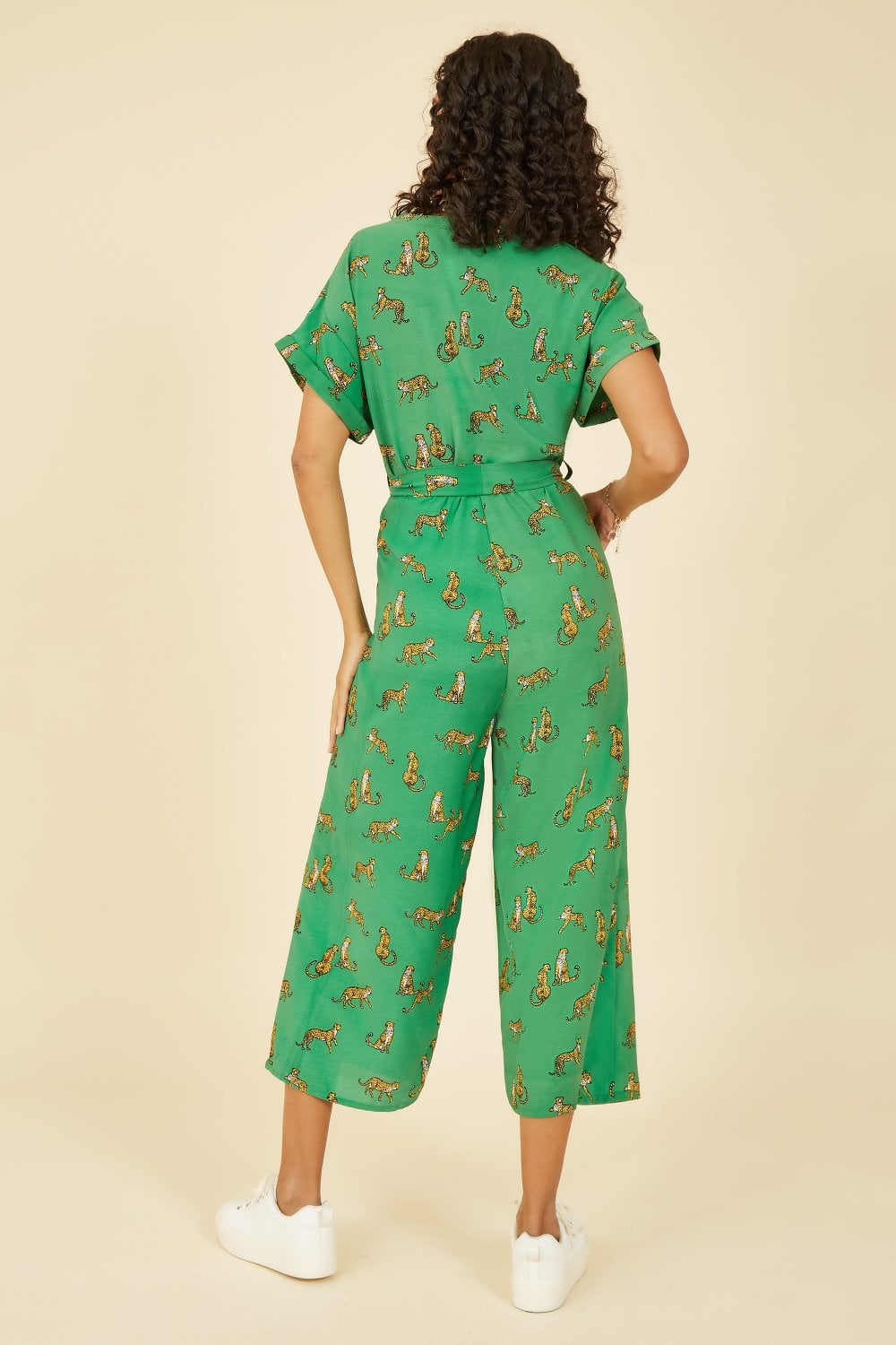 Yumi Recycled Green Cheetah Print Jumpsuit Yumi