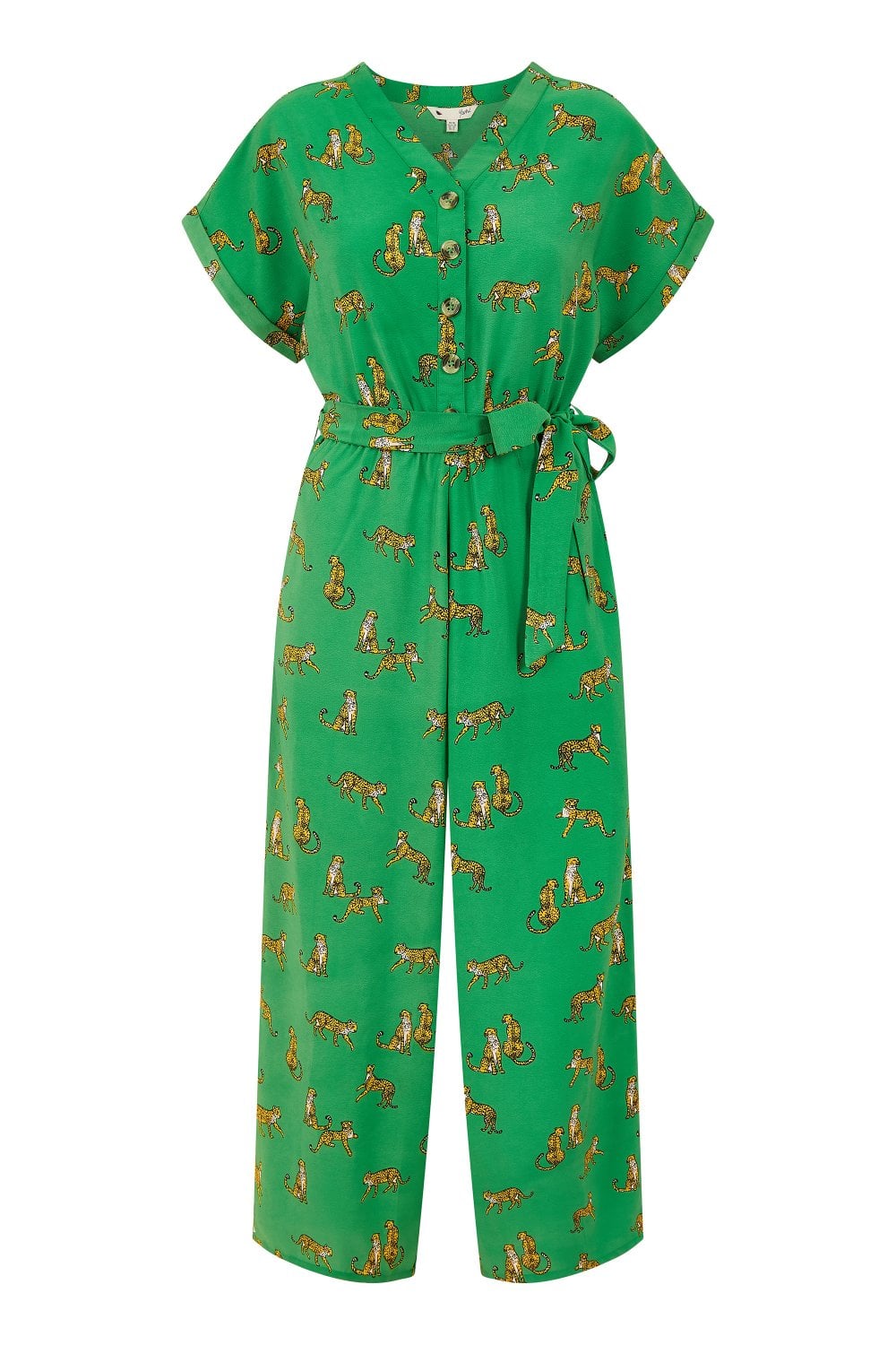 Yumi Recycled Green Cheetah Print Jumpsuit Yumi